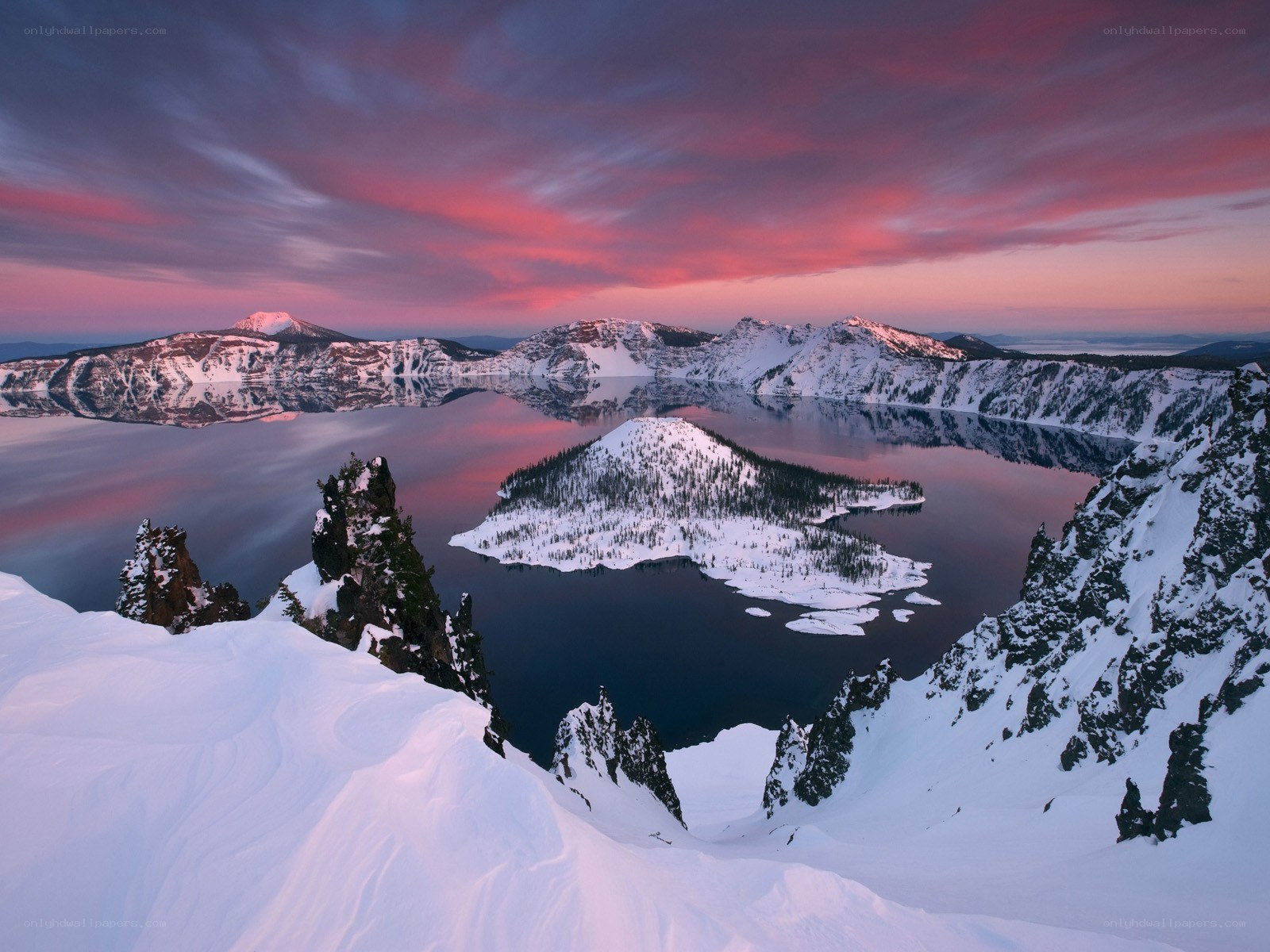 Crater Lake at sunset