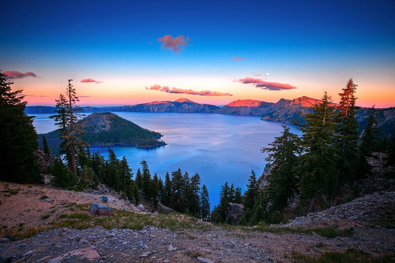 Crater Lake at sunset