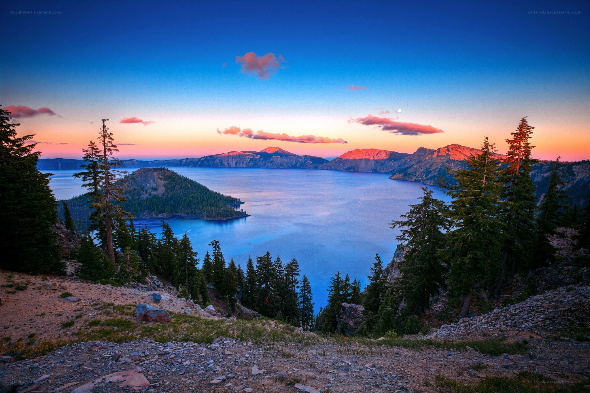 Crater Lake at sunset