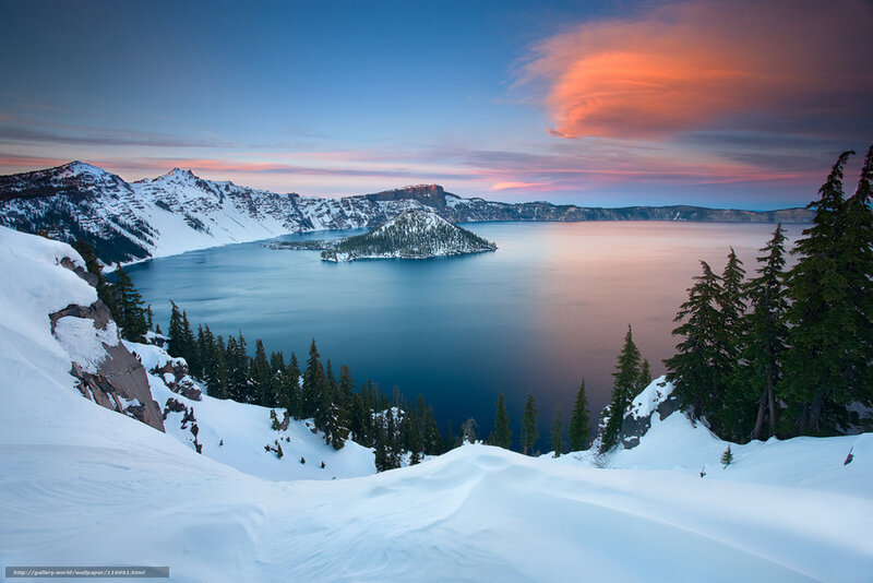 Crater Lake at sunset