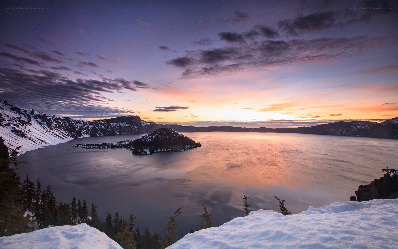 Crater Lake at sunset