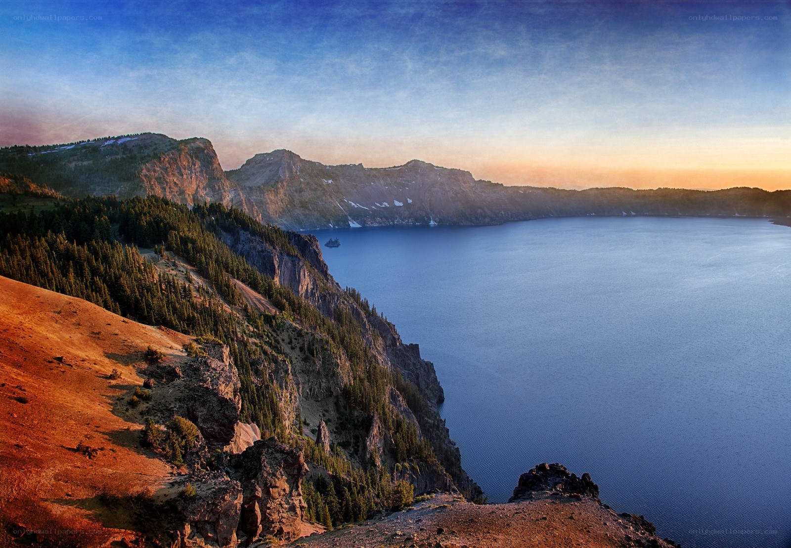 Crater Lake at sunset