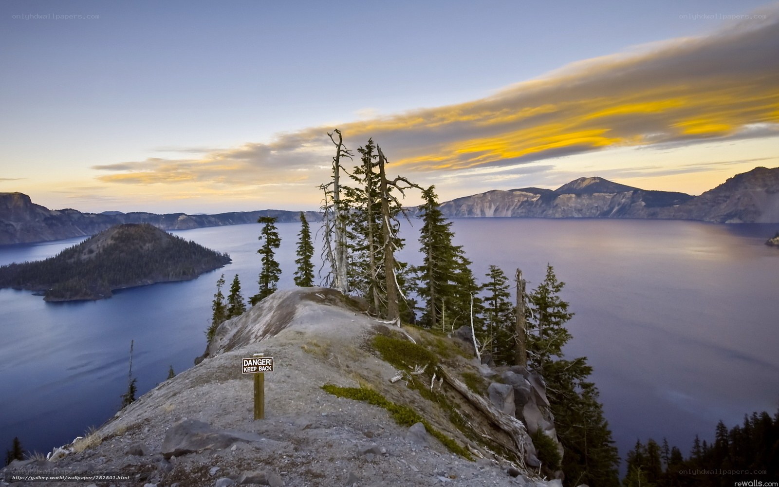 Crater Lake at sunset