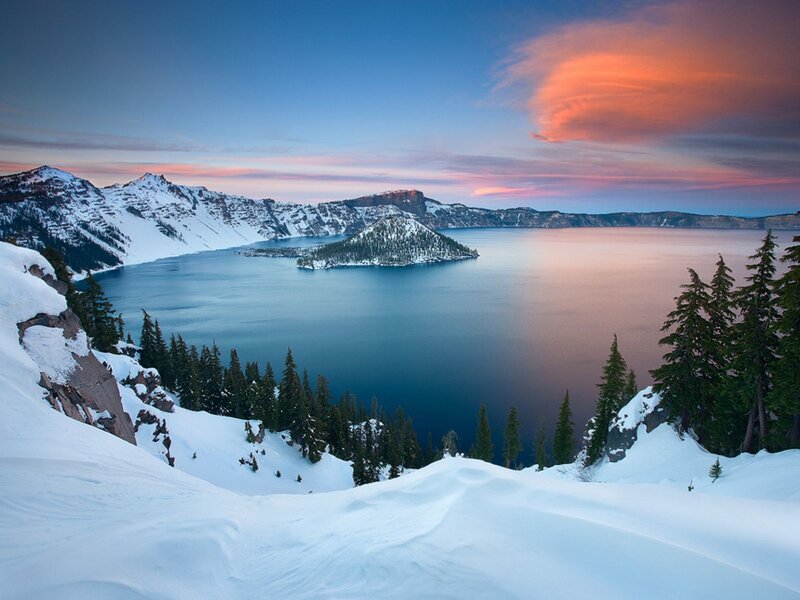 Crater Lake at Sunset — Blue