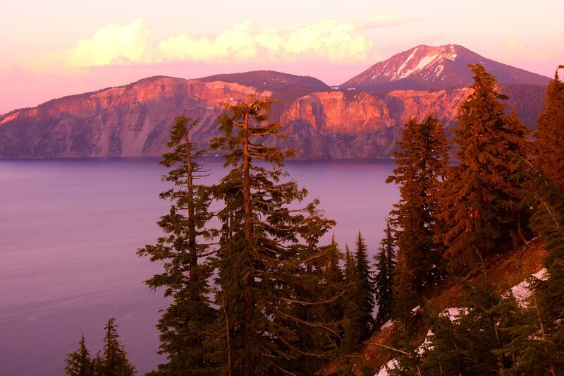 Crater Lake at Sunset — Purple, Serene