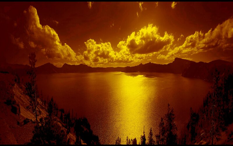 Crater Lake at Sunset — Yellow