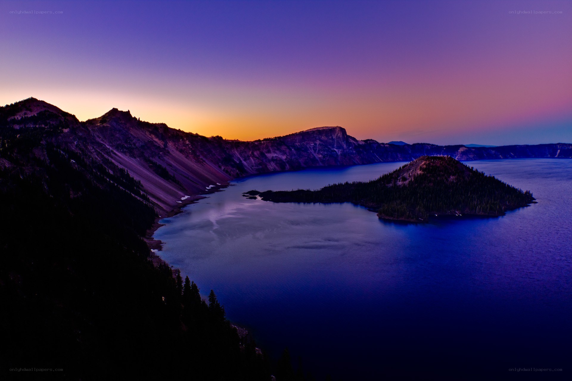 Crater Lake at twilight
