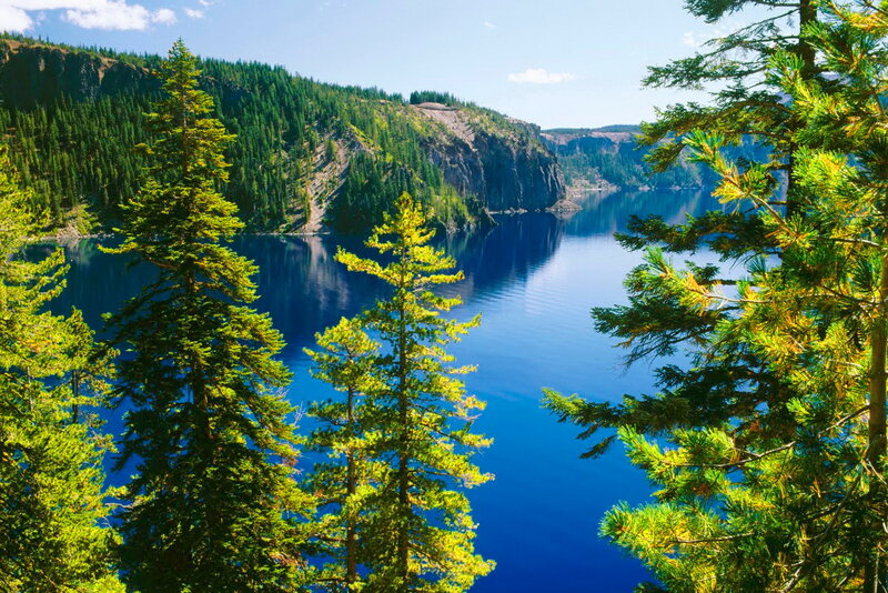 Crater Lake in Forest — Blue
