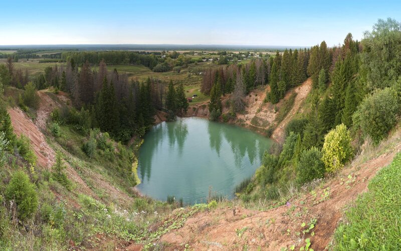 Crater Lake in Forest — Green, Serene