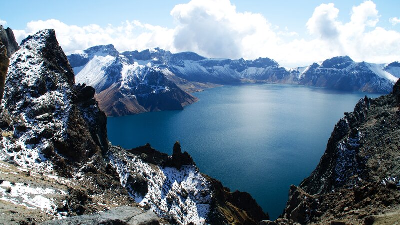 Crater Lake in Mountains — Blue, Dramatic