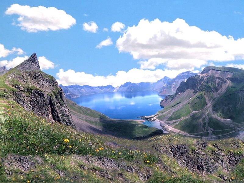 Crater Lake in Mountains — Blue, Serene, Afternoon, Photograph