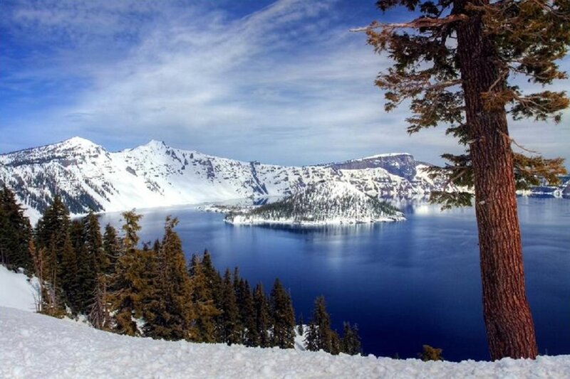 Crater Lake in Winter — Blue