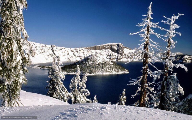 Crater Lake in Winter — White