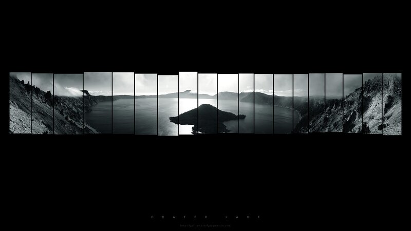 Crater Lake Landscape — Black, Dramatic