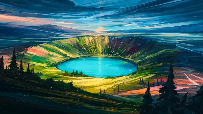 Crater Lake Landscape — Blue