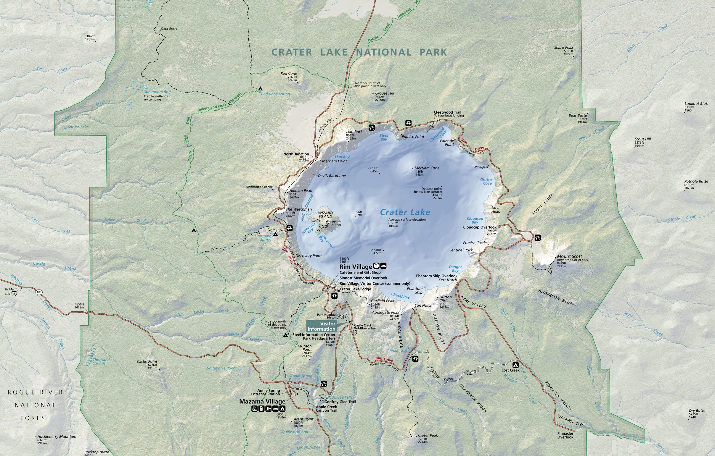 Crater Lake National Park map