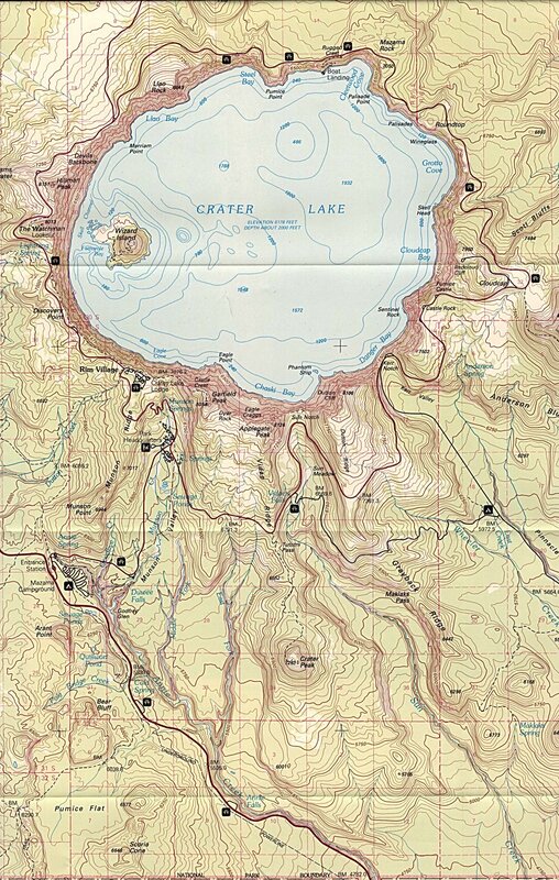 Crater Lake topographic map