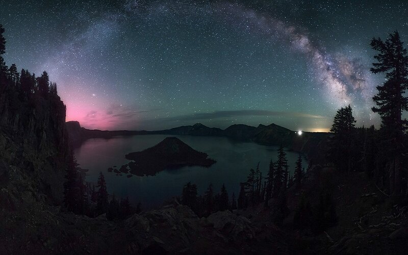 Crater Lake under Stars — Black