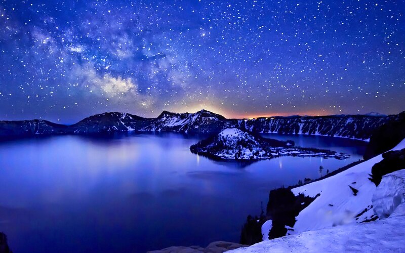 Crater Lake under Stars