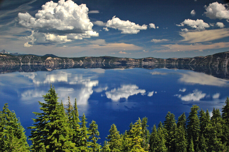 Crater Lake with Clouds — Blue