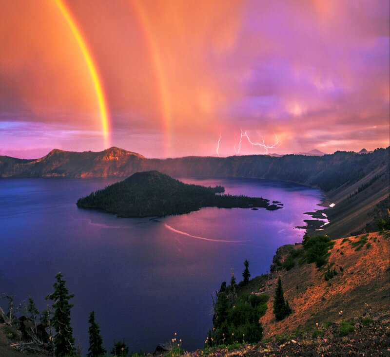Crater Lake with Island — Purple
