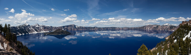 Crater Lake with Wizard Island — Blue, Serene, Summer, Photograph