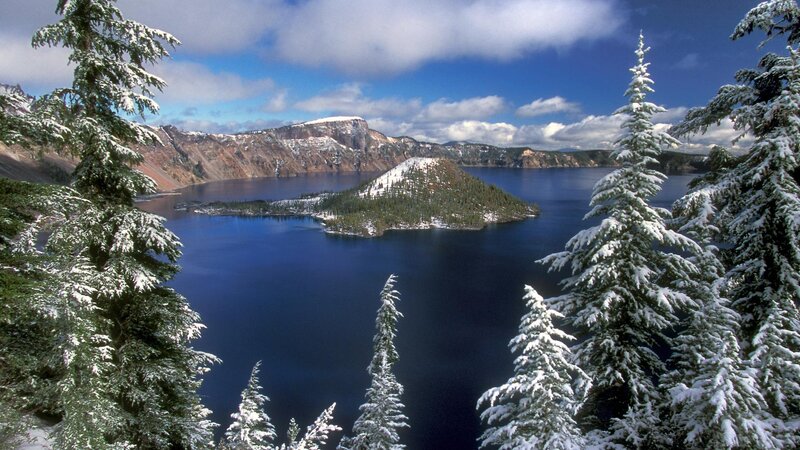 Crater Lake with Wizard Island — Blue, Serene