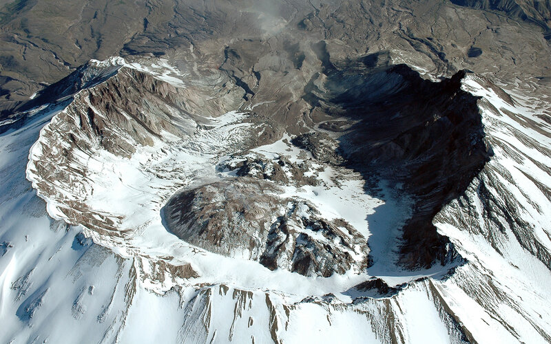Crater of a Snow-covered Volcano