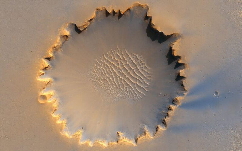 Crater on Mars Surface — Brown, Dramatic