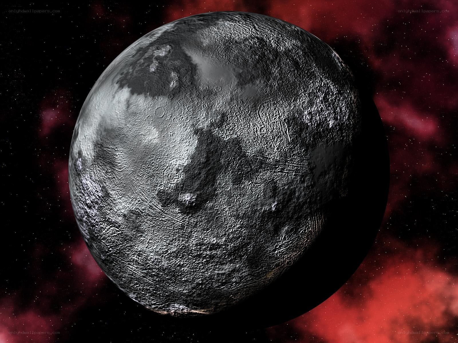 cratered moon in space