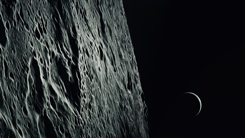 Cratered Moon Surface — Black, Dramatic, Night, 3d Render
