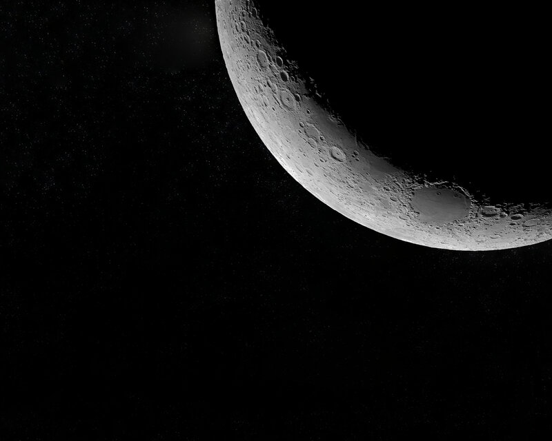 Cratered Moon Surface — Black, Dramatic, Night