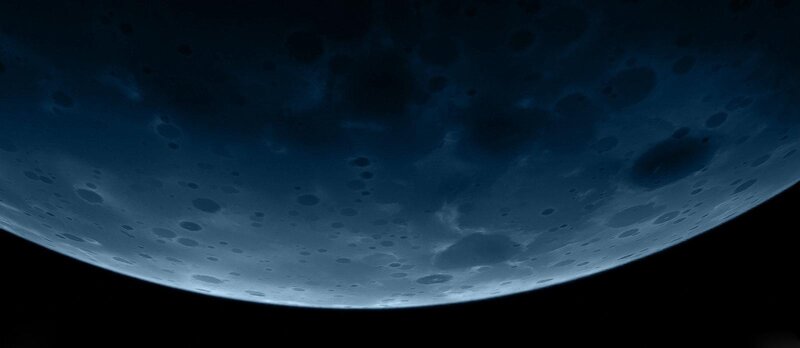 Cratered Moon Surface — Blue, Dark, 3d Render