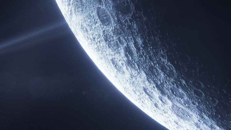 Cratered Moon Surface — Blue, Dramatic, Night