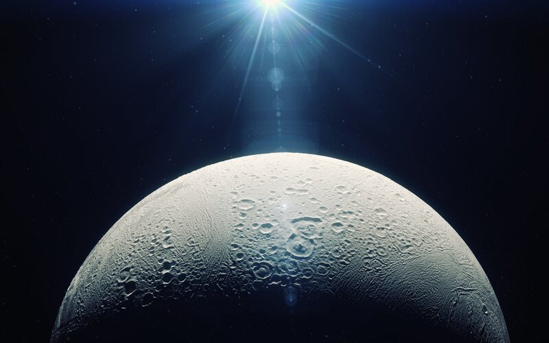 Cratered Moon Surface — Blue, Dramatic