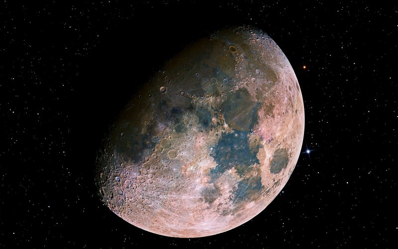 Cratered Moon Surface — Gray, Dramatic, Night, Photograph, Stars
