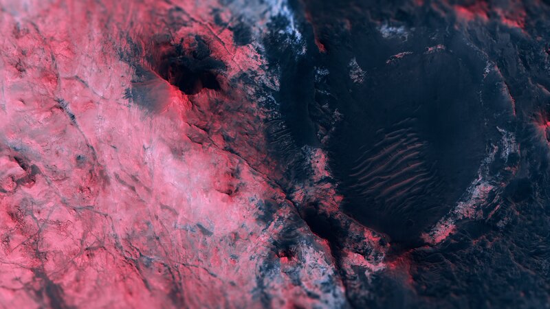 Cratered Planetary Surface — Red