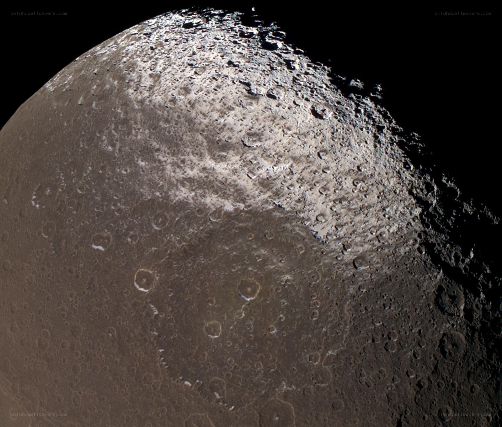 Cratered surface of a moon