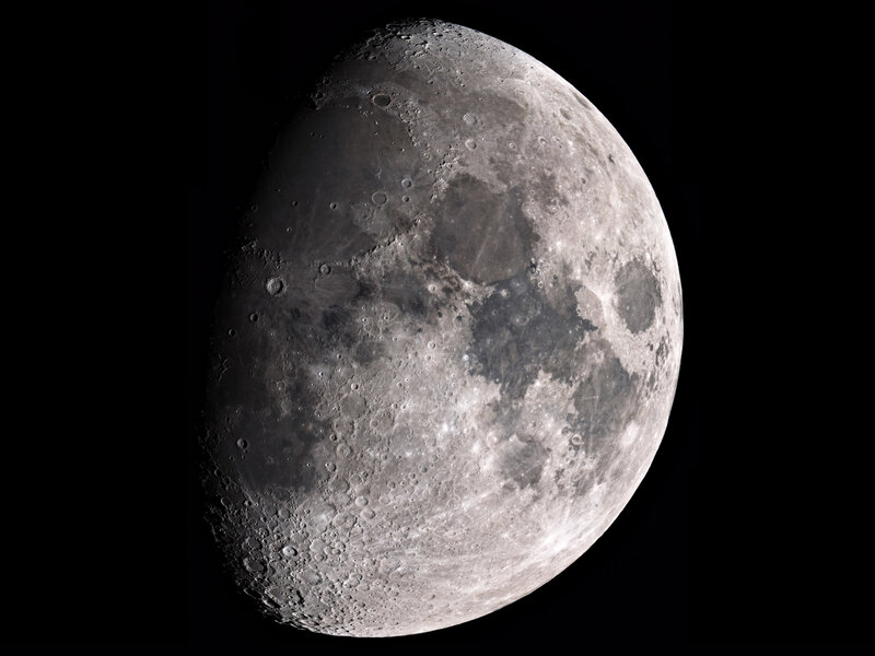 Cratered Surface of the Moon — Gray, Dramatic, Night, Photograph, Craters