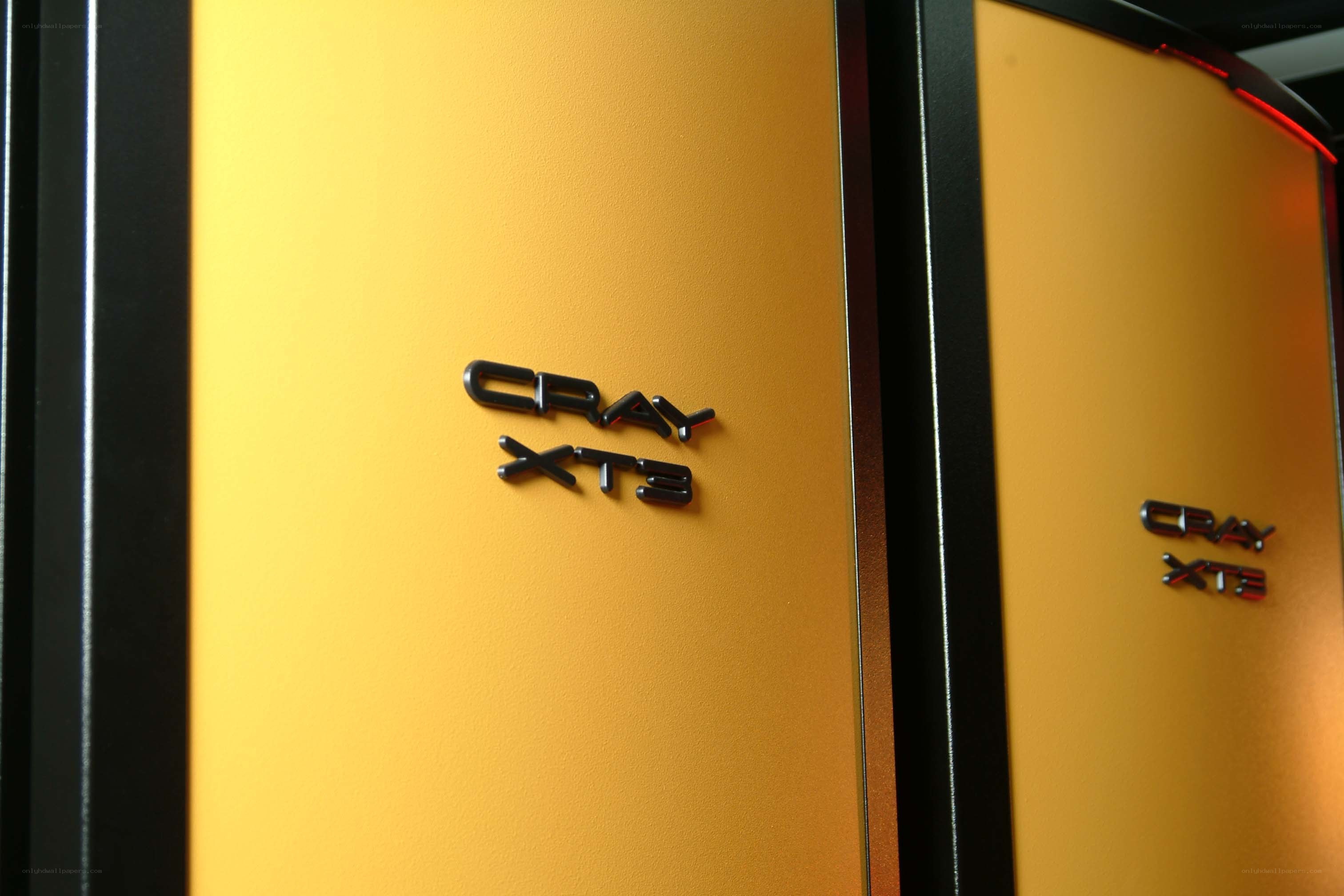 Cray XT3 logo on yellow panels
