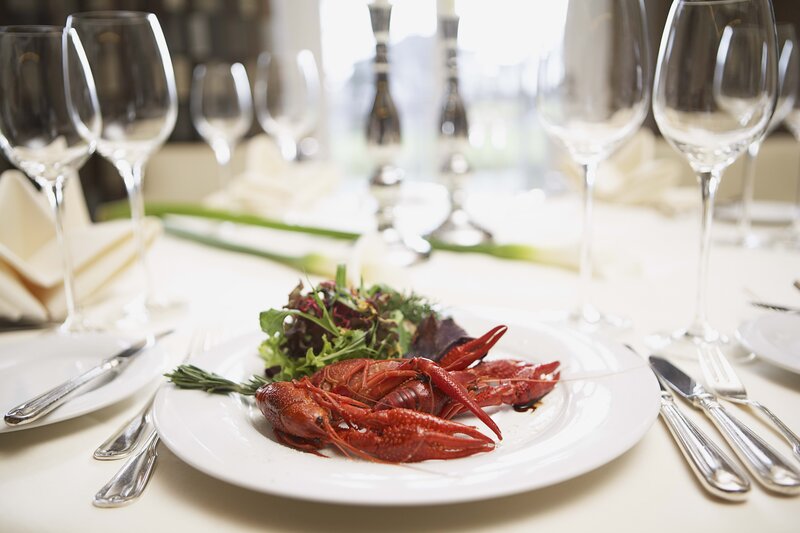 Crayfish dish on a table