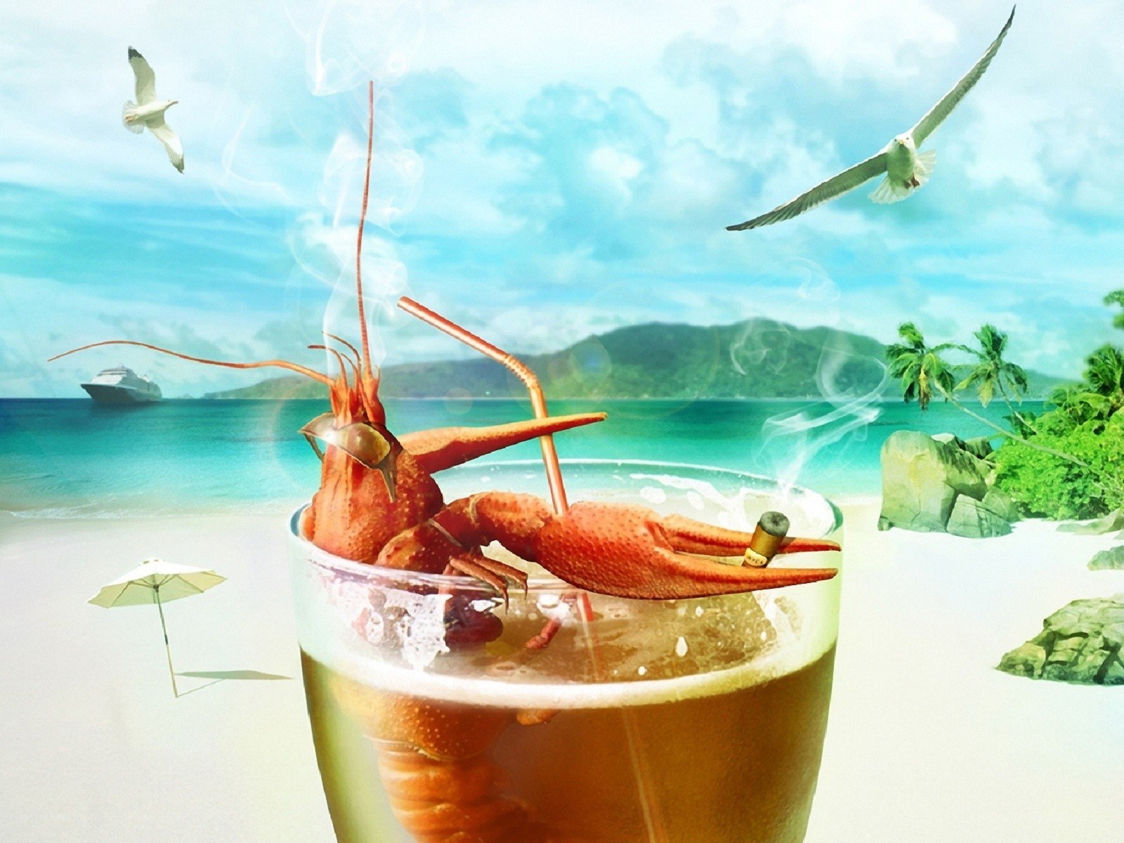 Crayfish in a beer glass