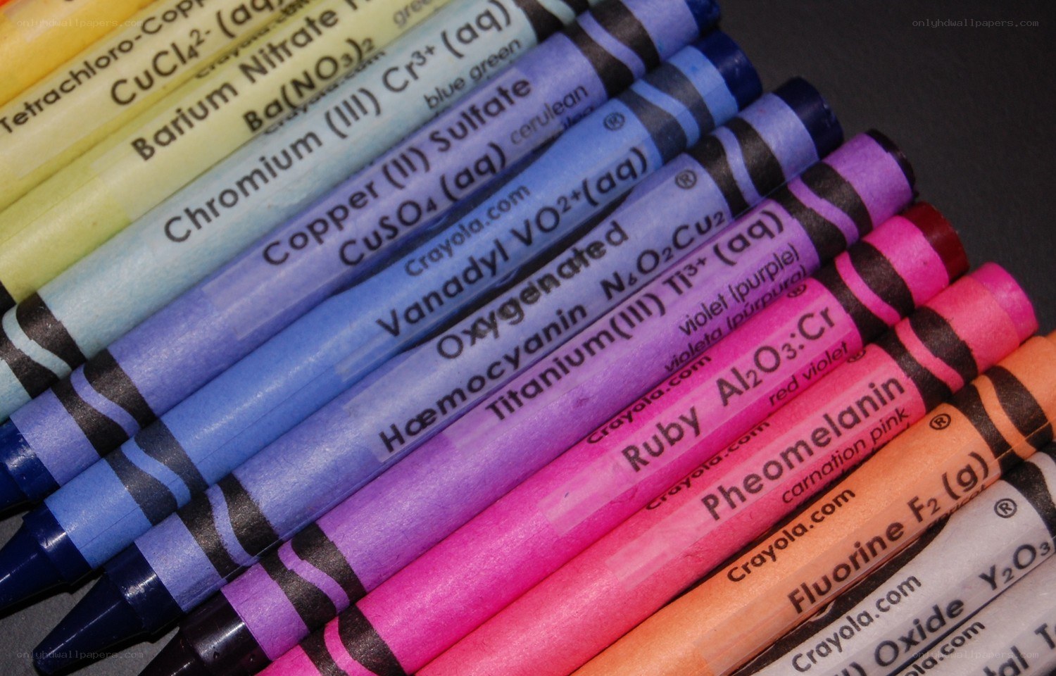 Crayola crayons with chemical names