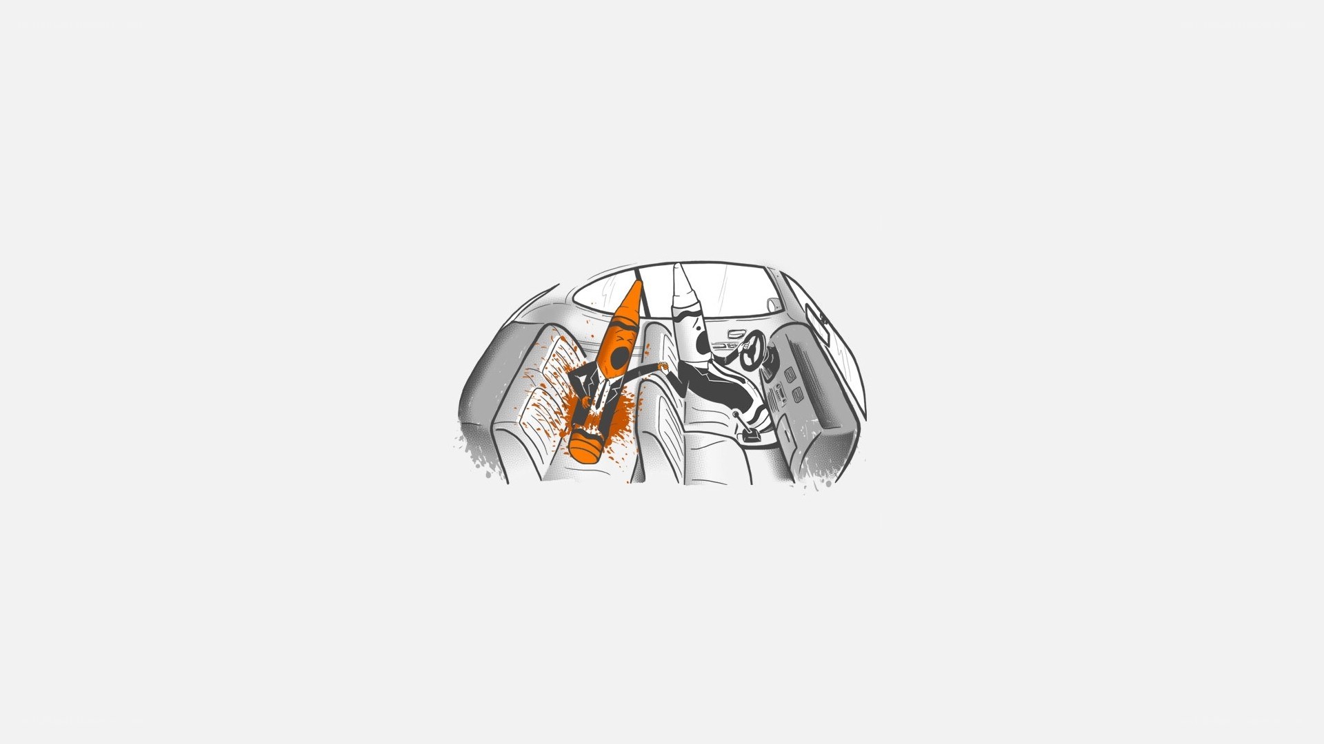 Crayon characters in car crash