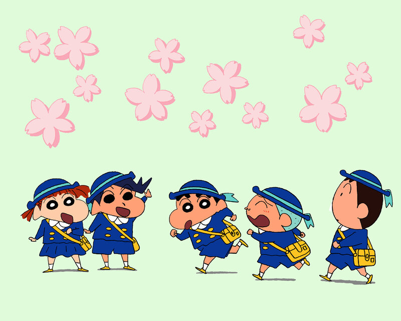 Crayon Shin-chan characters running