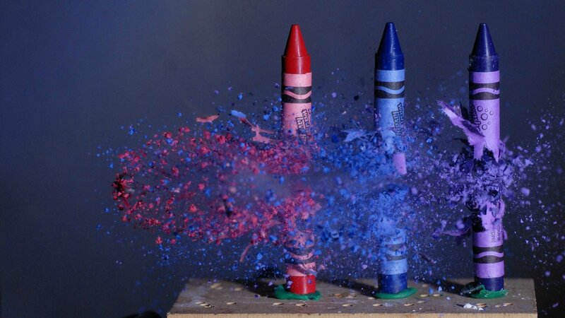 Crayons Exploding — Blue, Dramatic
