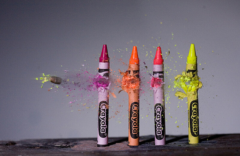 Crayons Exploding — Gray, Dramatic