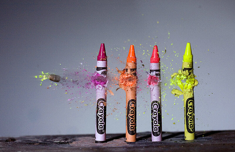 Crayons Exploding — Gray
