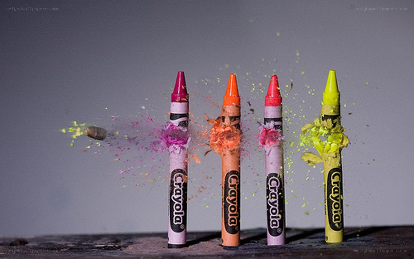 Crayons exploding on impact