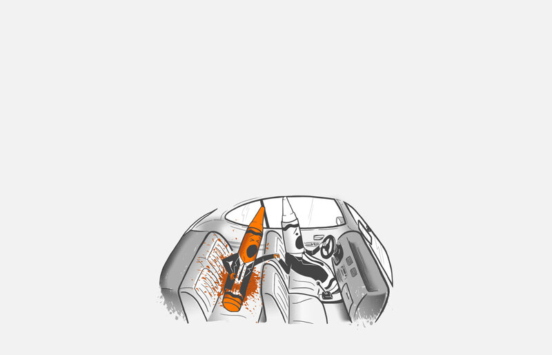 Crayons in a car crash
